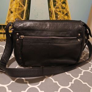Great AMERICAN LEATHER WORKS Black Leather Crossbody Bag PURSE
